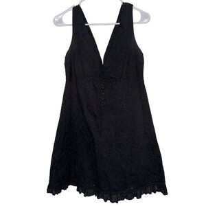 Johnny Was‎ Black V Neck Sleeveless Eyelet Mini Short Dress Women's Small / L2